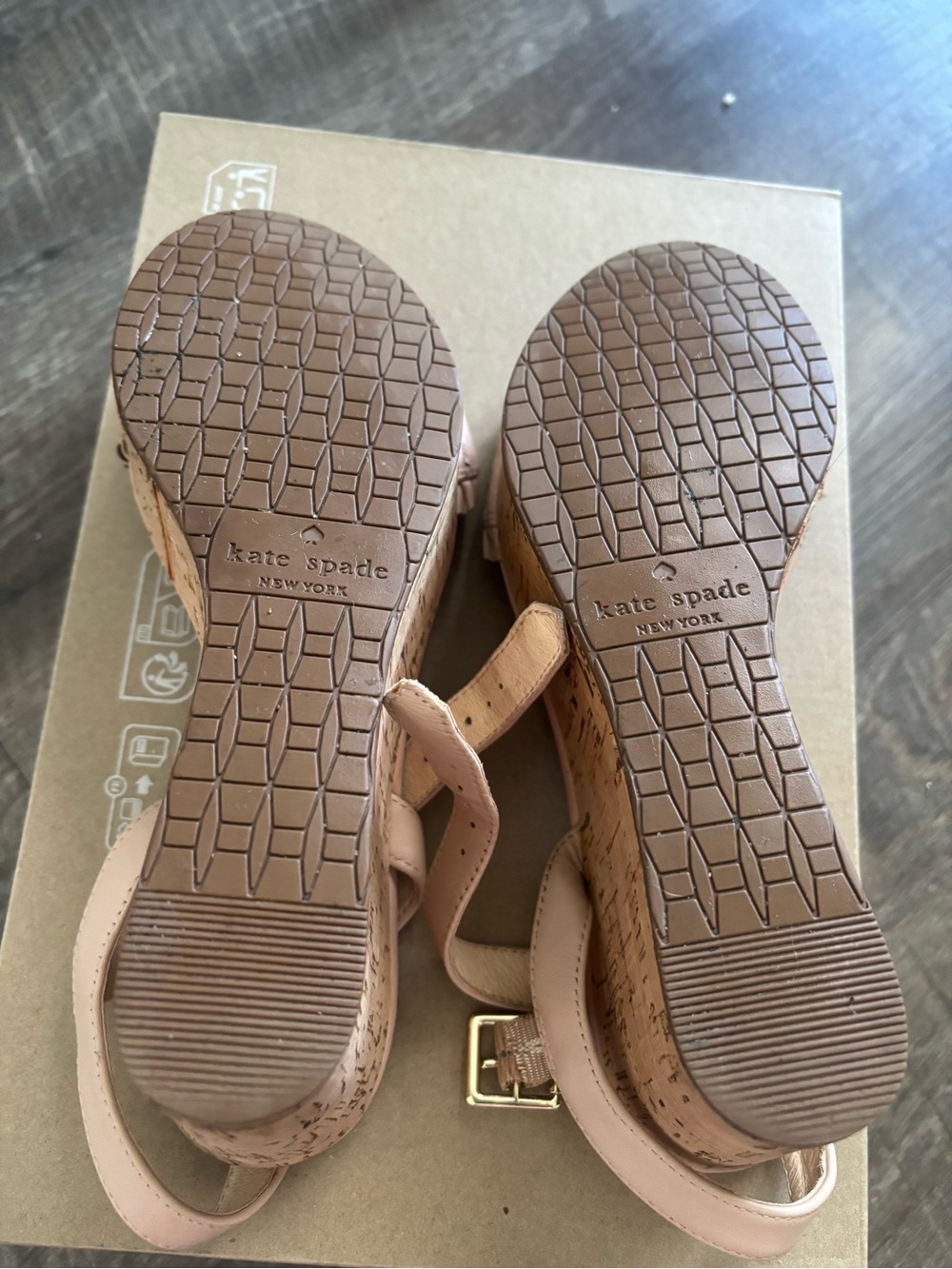 kate spade Blush Pink Cork Wedge Sandals